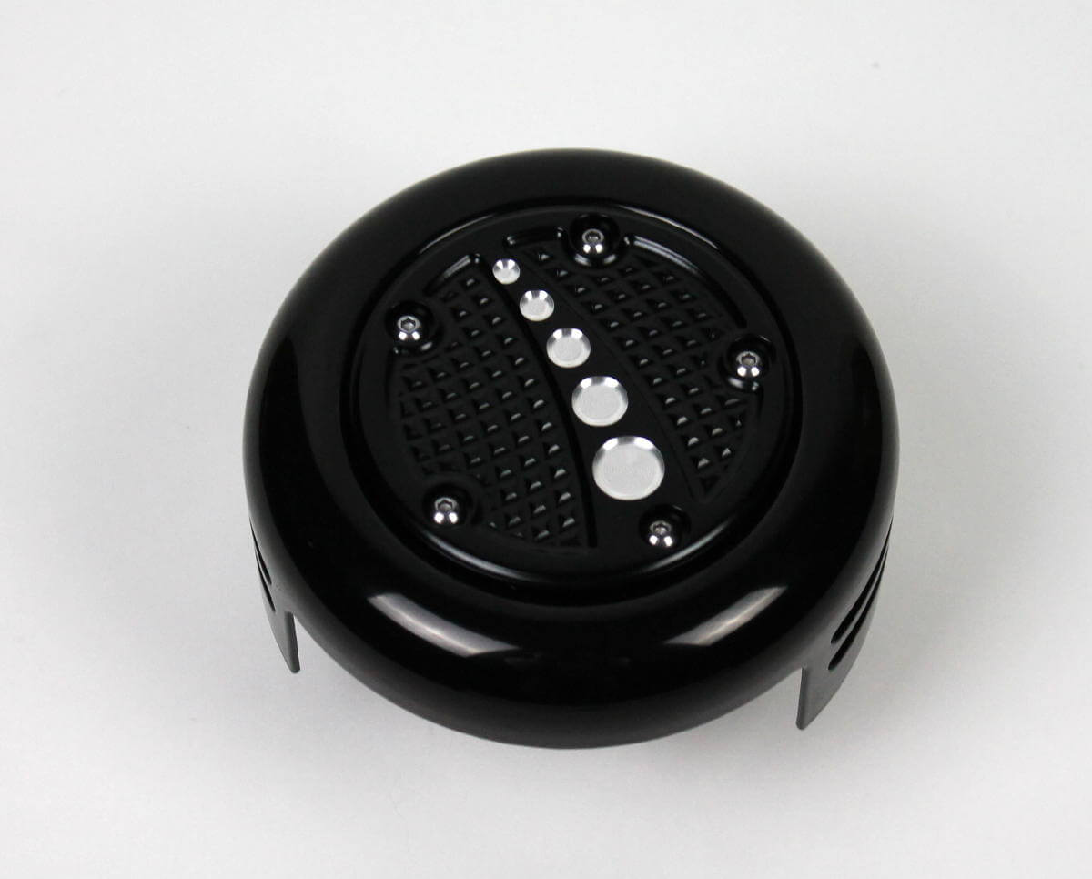 3000-2] Chrome-E-O / Arlen Ness Horn Cover Kit - Black Contrast 